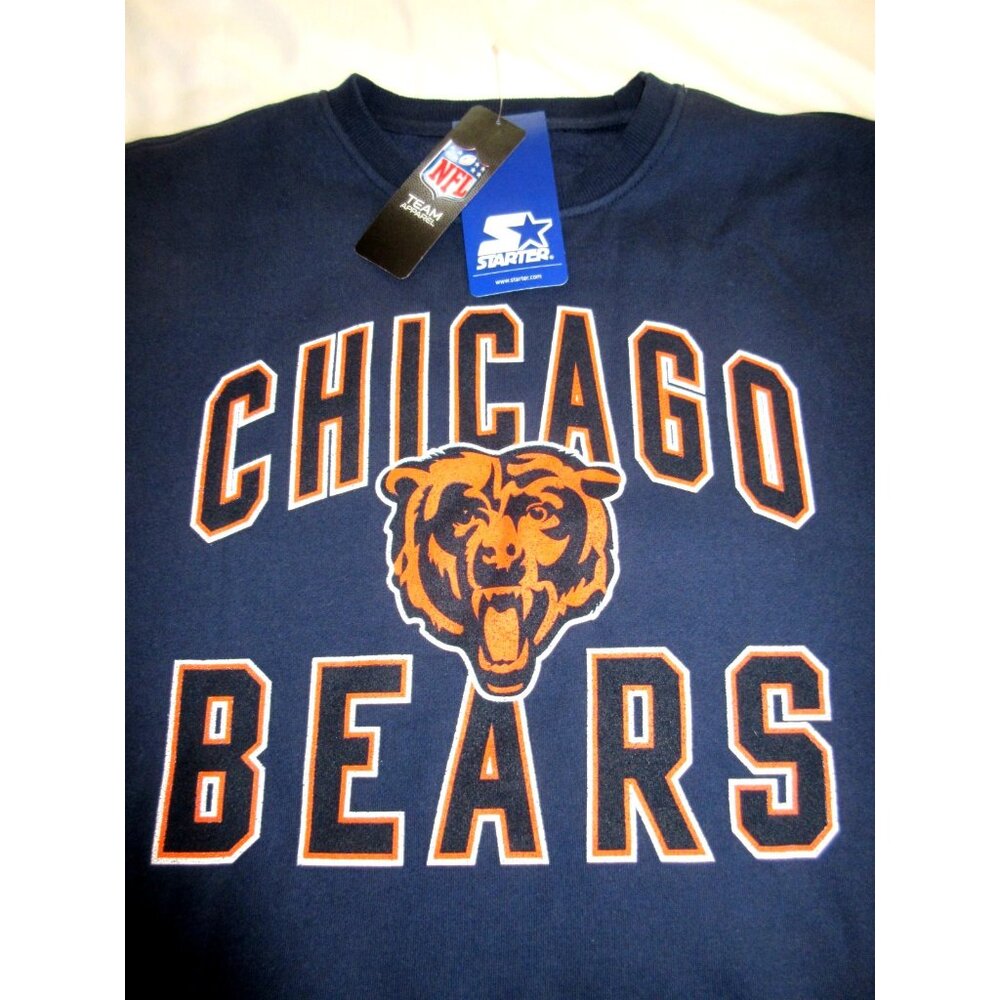 NFL Chicago Bears Starter Men's Crewneck Graphic Sweatshirt Blue Orange NEW - Picture 8 of 8